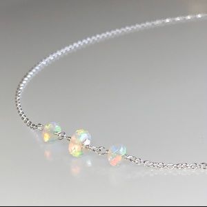 Opal Necklace Choker solid sterling silver